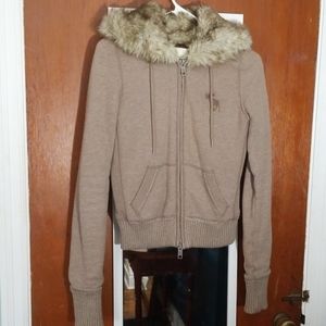 Abercrombie faux fur lined zip up hoodie